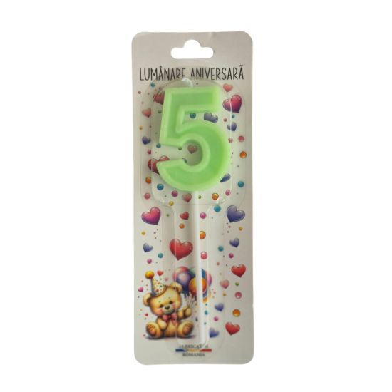 Lumanare cifra 5 Verde
