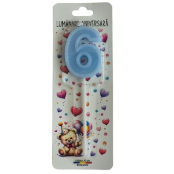 Lumanare cifra 6 Bleu