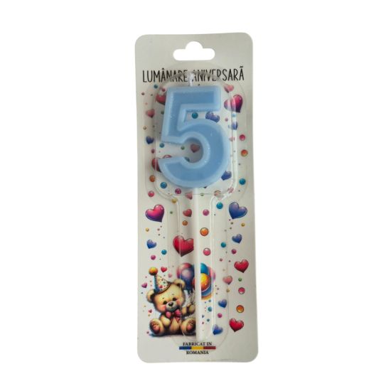 Lumanare cifra 5 Bleu