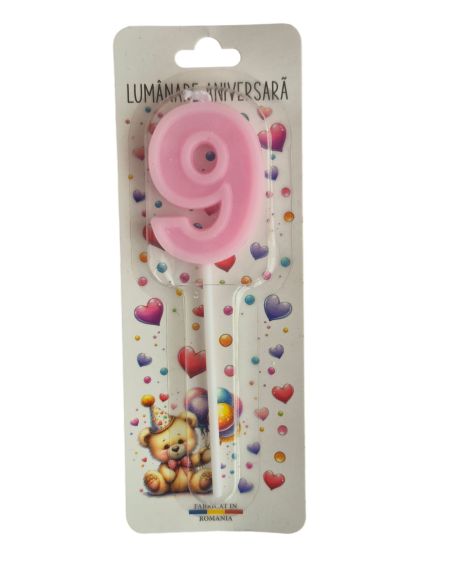 Lumanare cifra 9 Roz