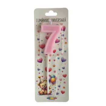 Lumanare cifra 7 Roz