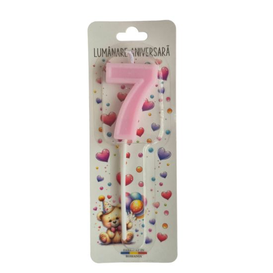 Lumanare cifra 7 Roz