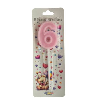 Lumanare cifra 6 Roz