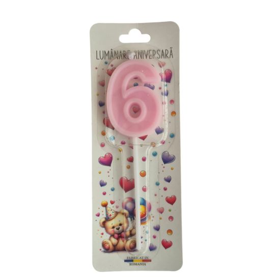 Lumanare cifra 6 Roz