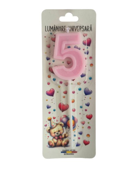 Lumanare cifra 5 Roz