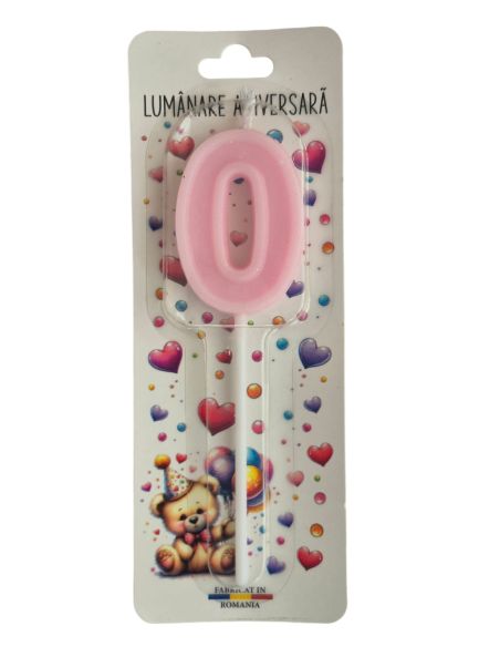 Lumanare cifra 0 Roz