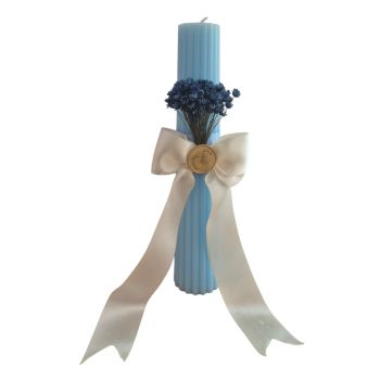 Lumanare canelata conica bleu