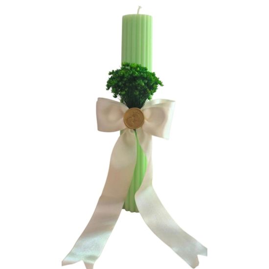 Lumanare canelata conica verde