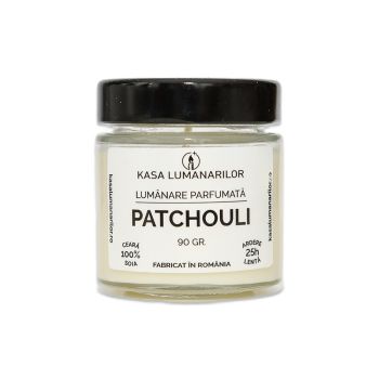 Lumanare parfumata din soia,Pachouli , cu fitil de lemn,...