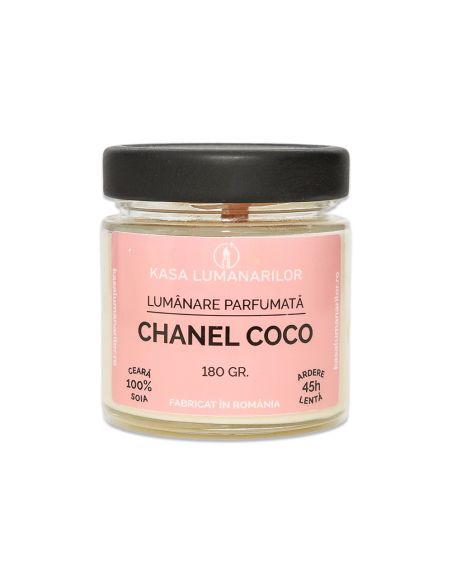 Lumanare parfumata din soia,Chanel Coco, cu fitil de lemn, 180 gr