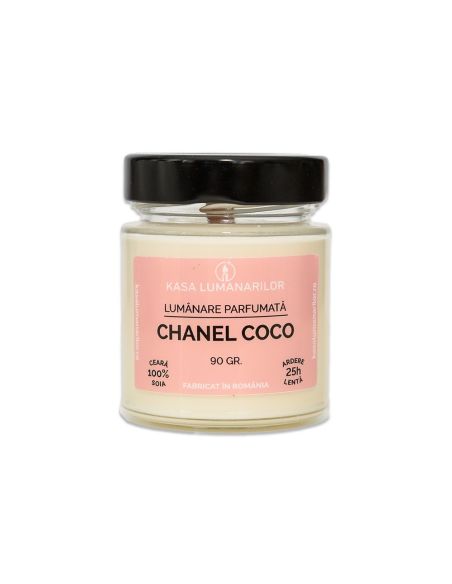 Lumanare parfumata din soia,Chanel Coco, cu fitil de lemn, 90 gr