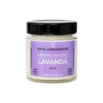 Lumanare parfumata din soia,Lavanda cu fitil de lemn, 90 gr