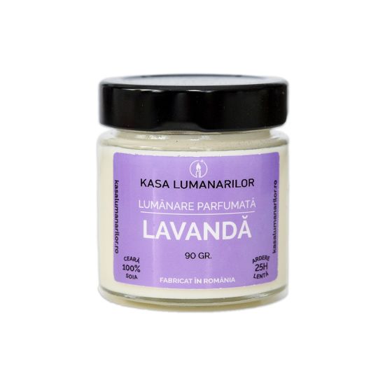 Lumanare parfumata din soia,Lavanda cu fitil de...