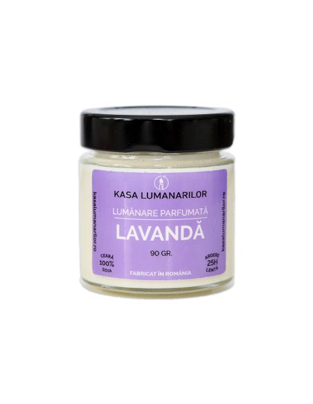 Lumanare parfumata din soia,Lavanda cu fitil de lemn, 90 gr