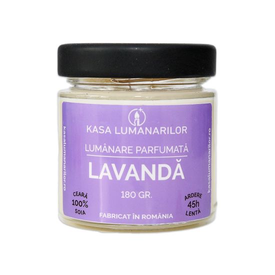 Lumanare parfumata din soia,Lavanda cu fitil de...