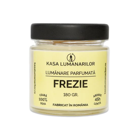 Lumanare parfumata din soia,Frezie ,cu fitil de...