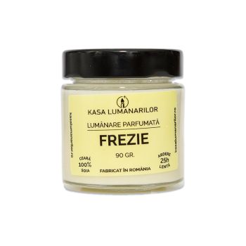 Lumanare parfumata din soia,Frezie ,cu fitil de lemn, 90 gr
