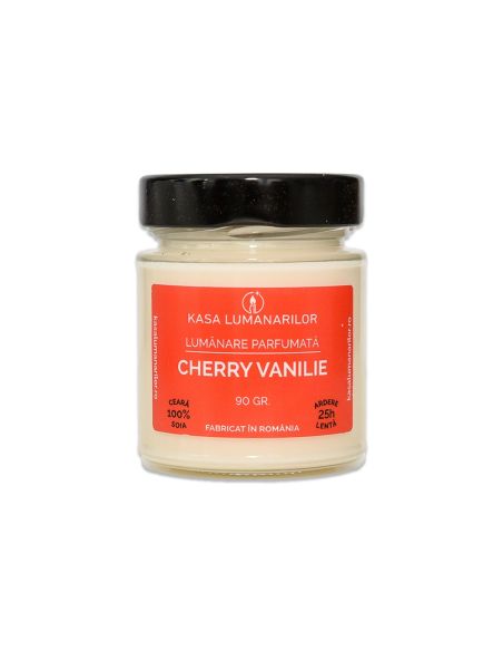 Lumanare parfumata din soia,Cherry Vanilie,cu fitil de lemn, 90 gr