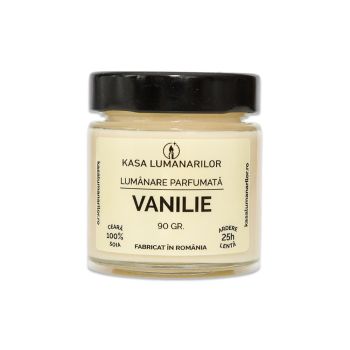 Lumanare parfumata din soia,Vanilie,cu fitil de lemn, 90 gr