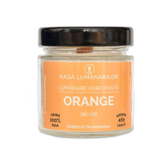 Lumanare parfumata din soia,Orange,cu fitil de...