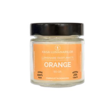 Lumanare parfumata din soia,Orange,cu fitil de lemn, 90 gr