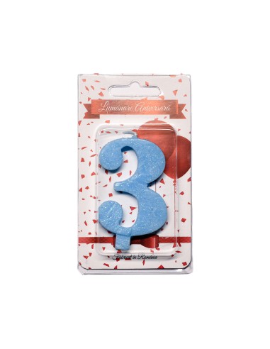 Lumanare cifra 3 Bleu