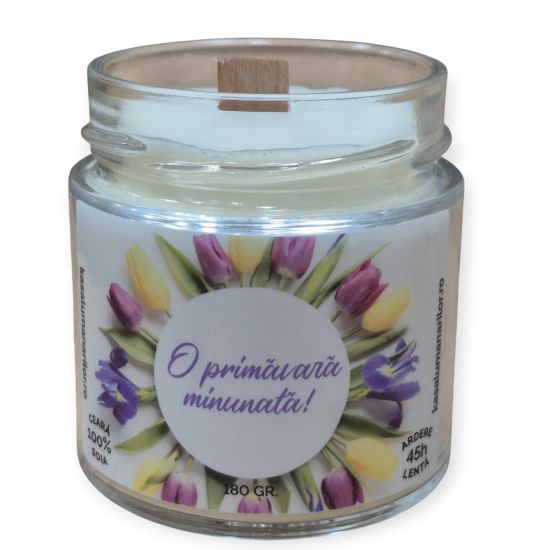 Lumanare parfumata din soia,Martisor ,cu fitil...