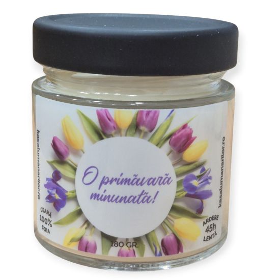 Lumanare parfumata din soia,Martisor ,cu fitil...