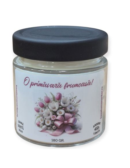 Lumanare parfumata din soia, O primavara minunata ,cu fitil de lemn, 180 gr