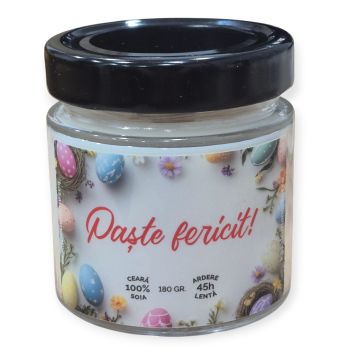 Lumanare parfumata din soia, Paste Fericit  ,cu fitil de...