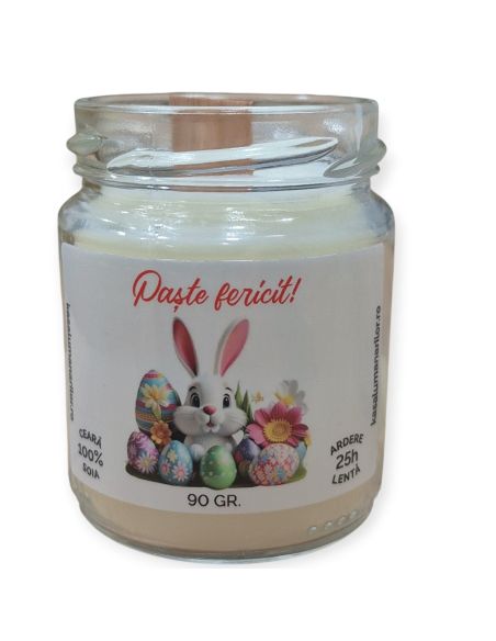 Lumanare parfumata din soia,Iepuras 02 ,cu fitil de lemn, 90 gr