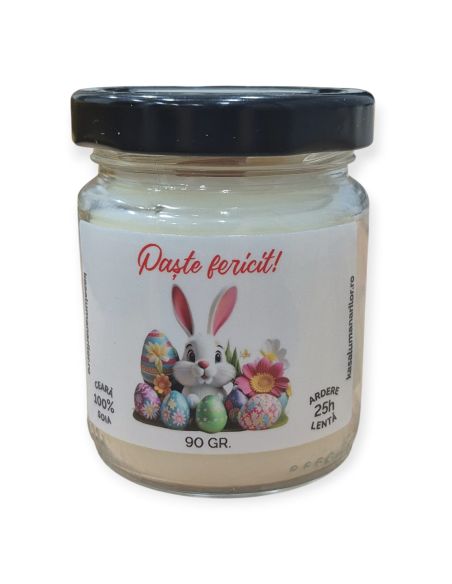 Lumanare parfumata din soia,Iepuras 02 ,cu fitil de lemn, 90 gr