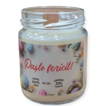 Lumanare parfumata din soia,Paste fericit,cu fitil de...