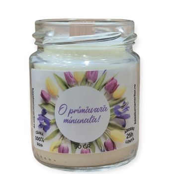 Lumanare parfumata din soia,Martisor ,cu fitil de lemn,...