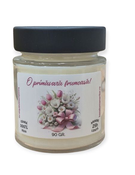 Lumanare parfumata din soia,O Primavara minunata,cu fitil de lemn, 90 gr