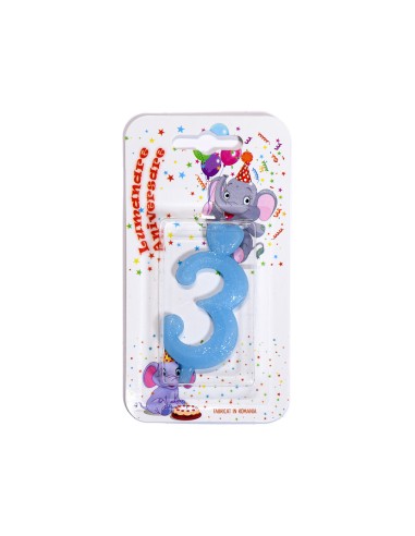 Lumanare cifra 3 Blue